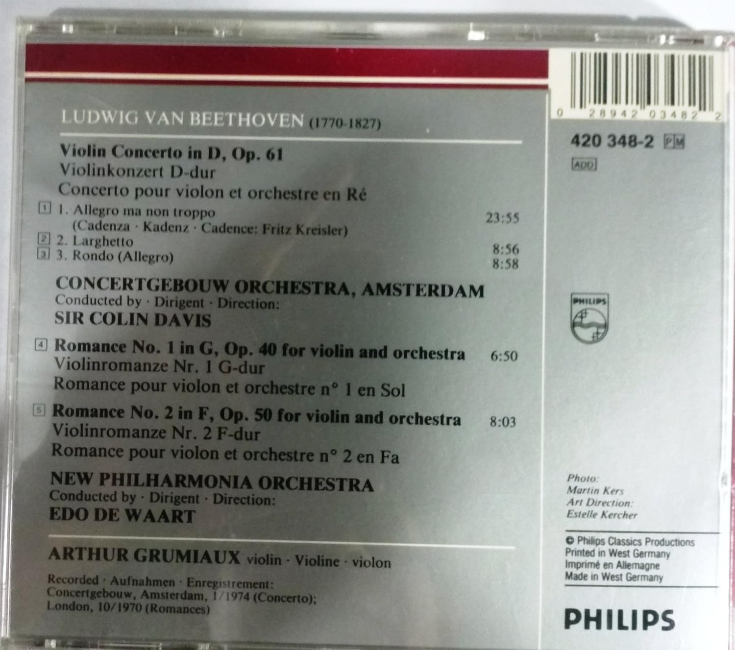 Violinkonz.Op.61/Violinrom.1+2