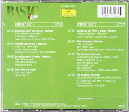 Basic Haydn (Surprise Sym., Trumpet Conc.,Piano Conc.in D, Emperor Quartet, Military Sym.