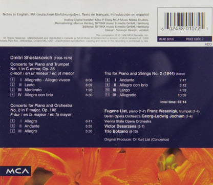 Concerto For Piano And Trumpet No. 1 Op. 35 / Concerto For Piano And Orchestra