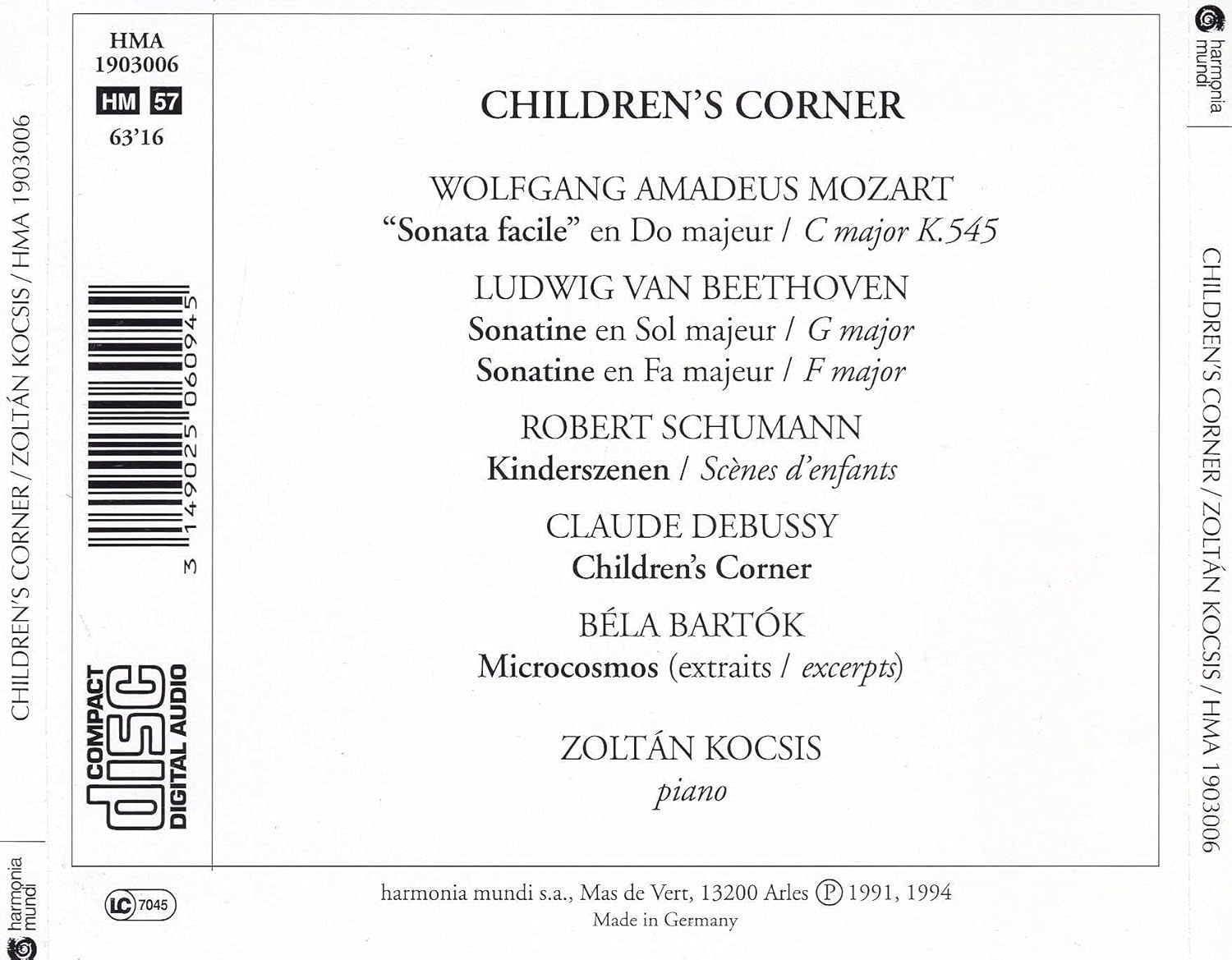 Sonata Facile C Major K.545 / Sonatine G Major & F Major / Kinderszenen / Child