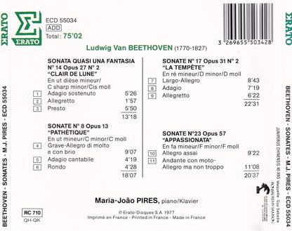 1-CD BEETHOVEN - SONATAS - MARIA-JOAO PIRES