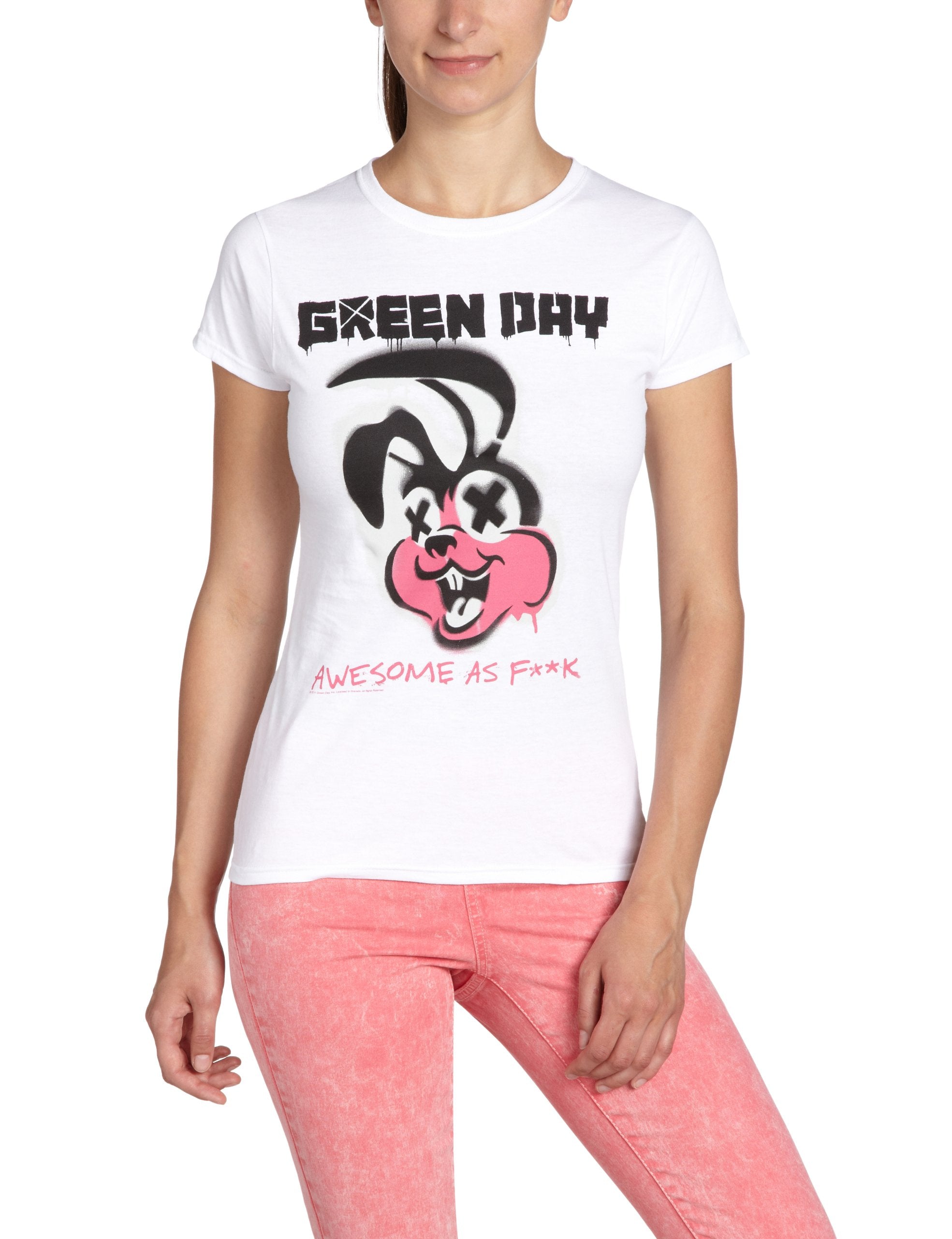 Bravado Women's Crew Neck T-Shirt 10-Aug (Brand size: S) White - Weiß (Weiß)