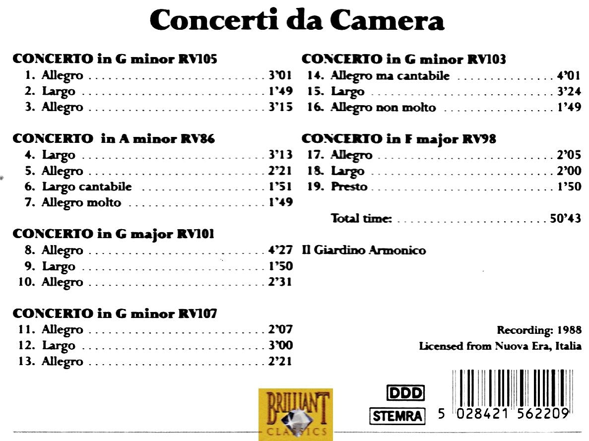 Vivaldi Concerti da Camera