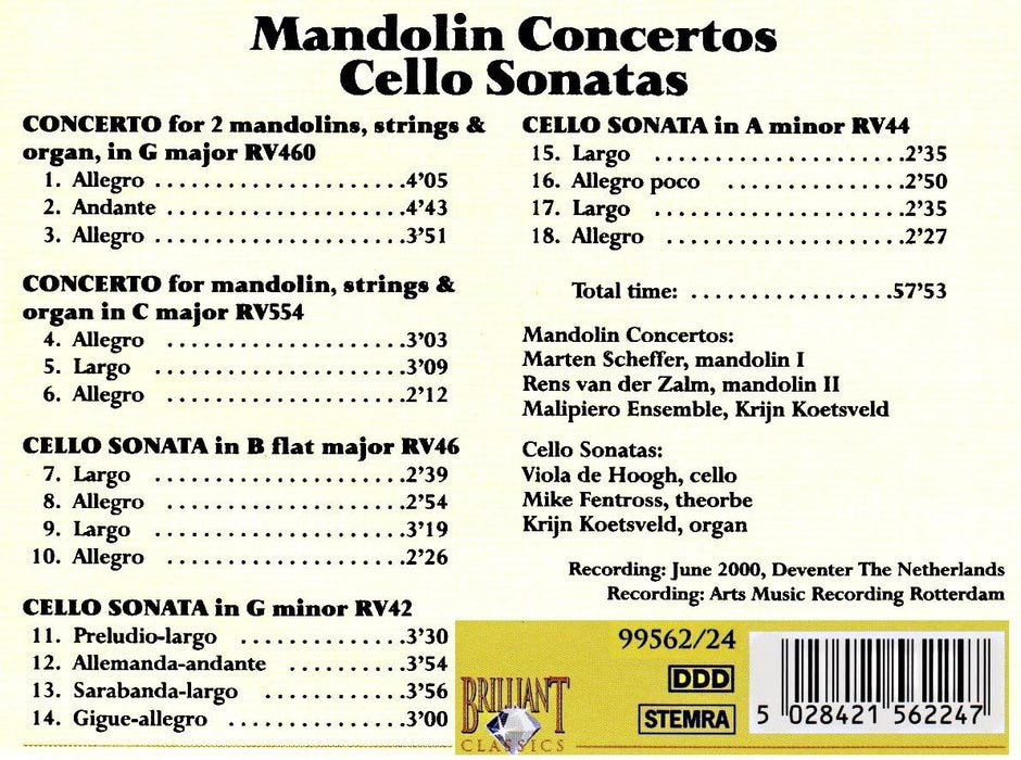 Mandolin Concertos + Cello Sonatas