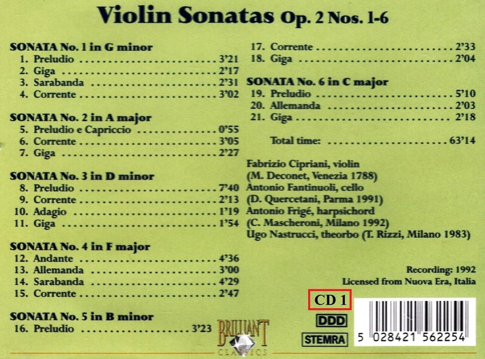 Violin Sonatas Op.2 1-6