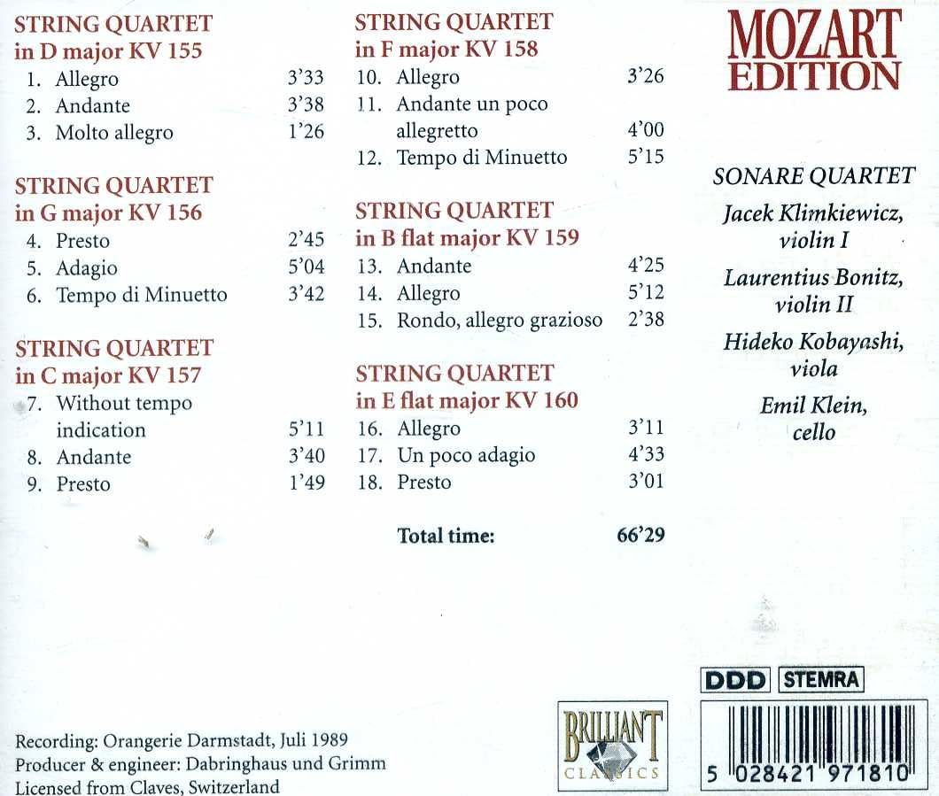 Mozart: String Quartet Kv. 155 & 160