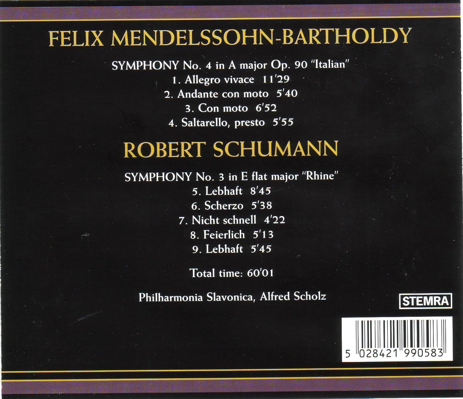 Symphony No. 4 ``Italian`` / Symphony No. 3 ``Rhine``