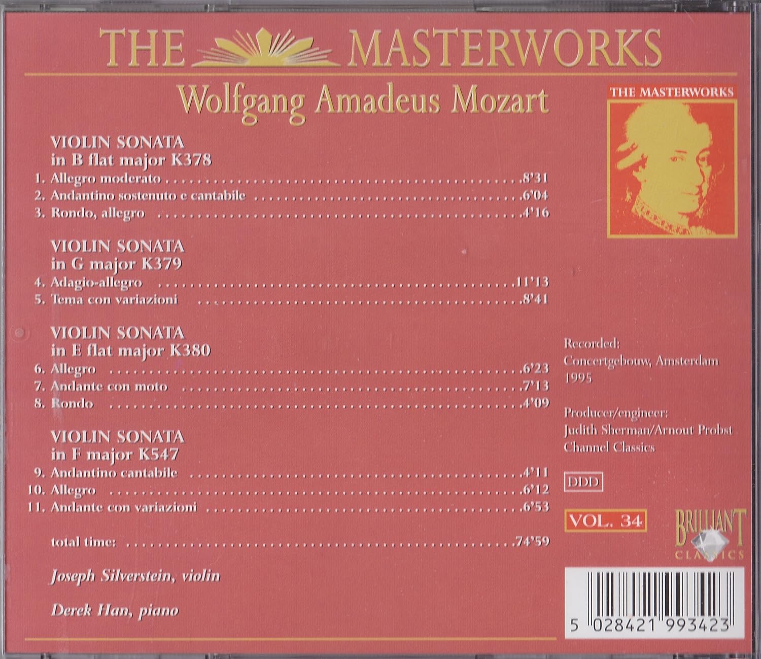 The Masterworks Vol. 34 Violin Sonatas