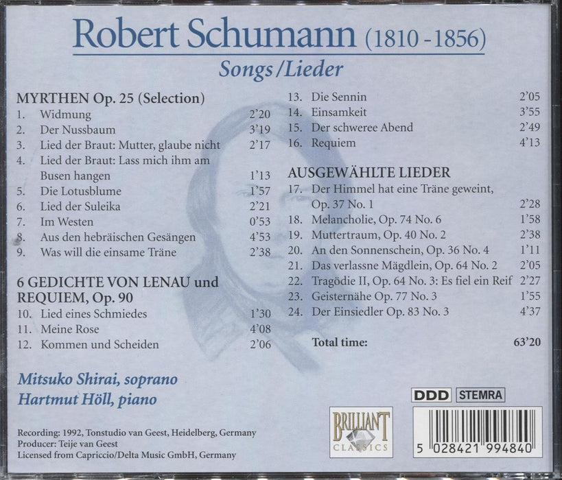 Schumann: Myrthen, Op. 25 (Selection); Lenau Lieder, Op. 90
