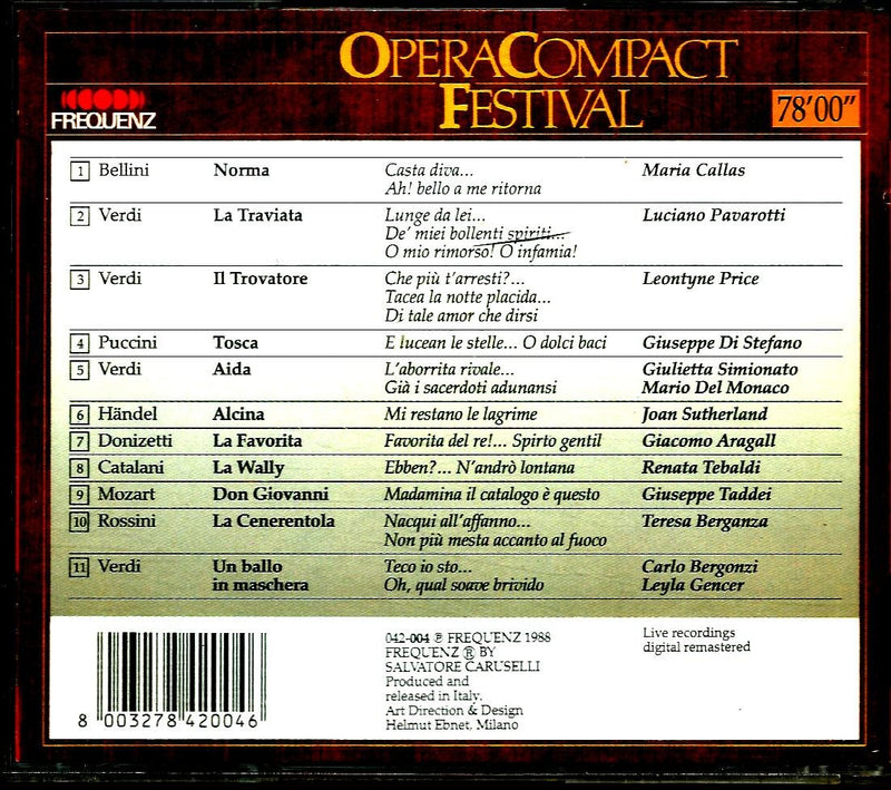 OperaCompactFestival,Callas,Pavarotti u.a