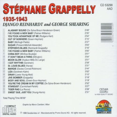 Stephane Grappelly 1935-1943 Django Reinhardt And George Shearing