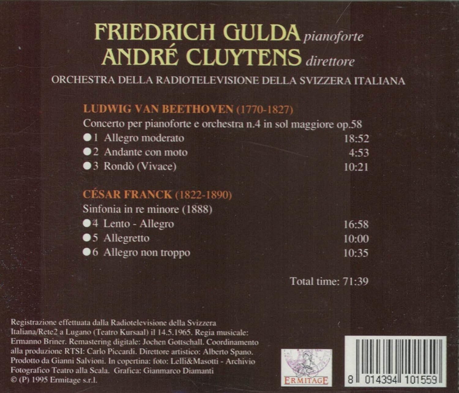 Concerto Per Piano E Orchestra N. 4 Op. 58 / Sinfonia In Re Minore ( 1888)