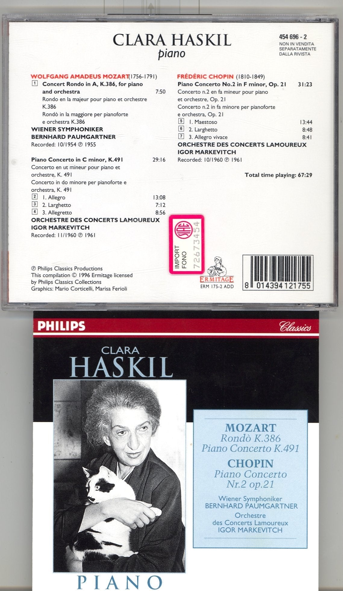 Mozart:Chopin:Clara Haskil Pla