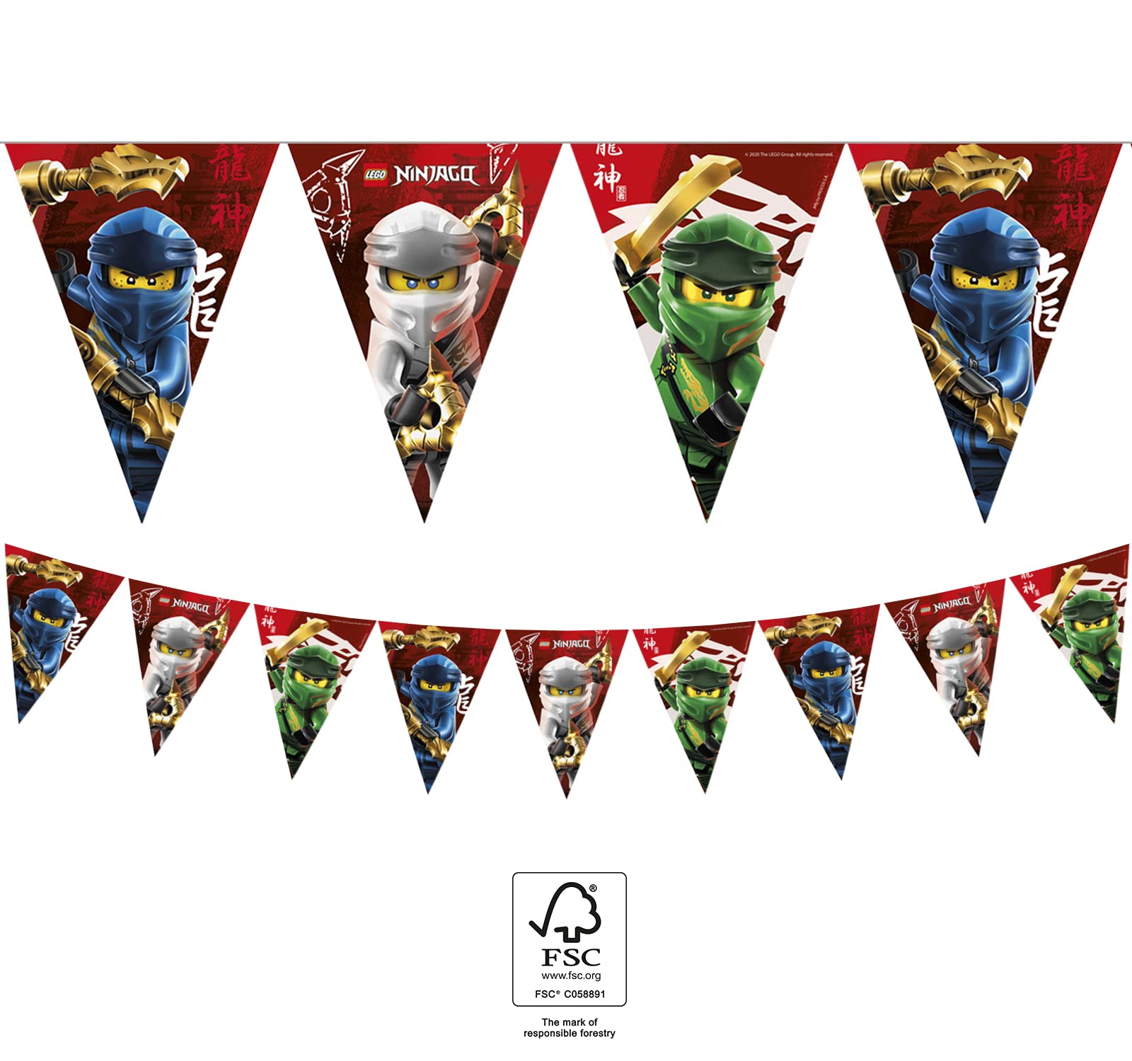 Folat - Bunting Garland Paper Compostable Lego Ninjago - 2.3 m, 92243P