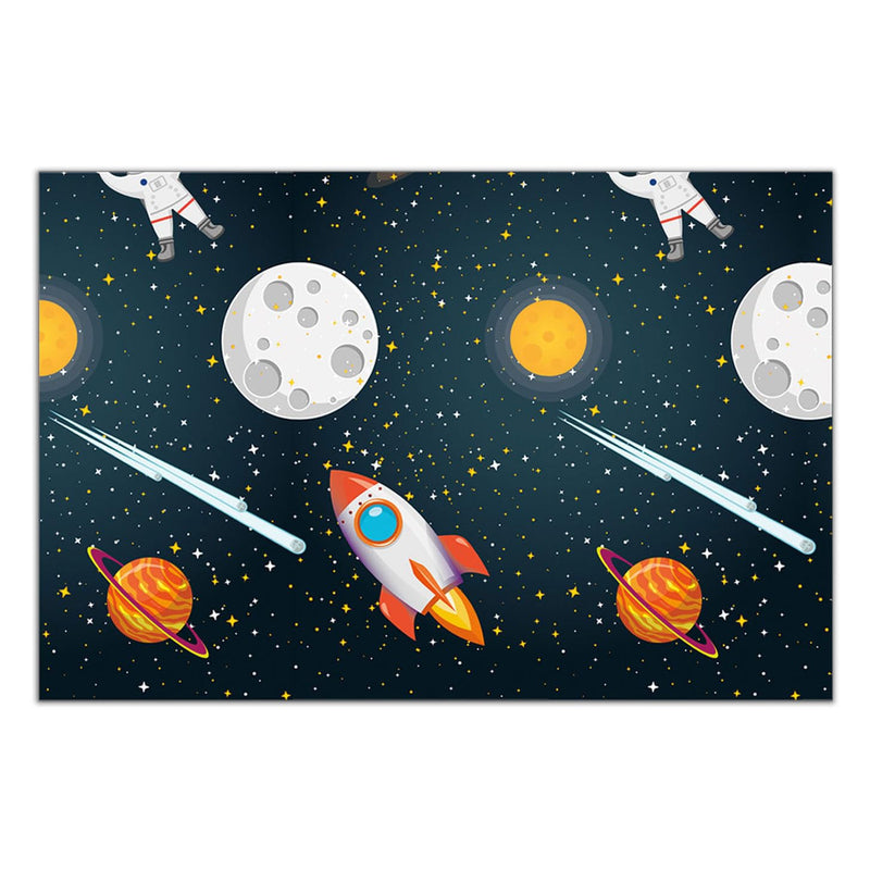 Procos - Plastic Tablecloth Rocket Planets Astronaut Rocket Space Party (180x120cm), Multicolored, 93737