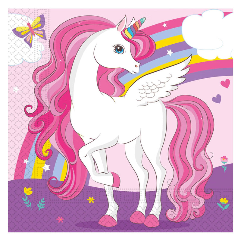 Procos 93760 Paper Napkins FSC Unicorn Rainbow Colors Party (33 x 33 cm, double veil), Pack of 20, multicolour, Mittel