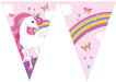 Procos 93763 Flag Banner Unicorn Rainbow Colours, FSC, Hanging Decoration, Garland, Birthday, Theme Party, Multicoloured