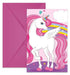 Procos 93766 Invitations Unicorn Rainbow Colours FSC, Pack of 6 with Envelope, Birthday, Theme Party, Multicoloured