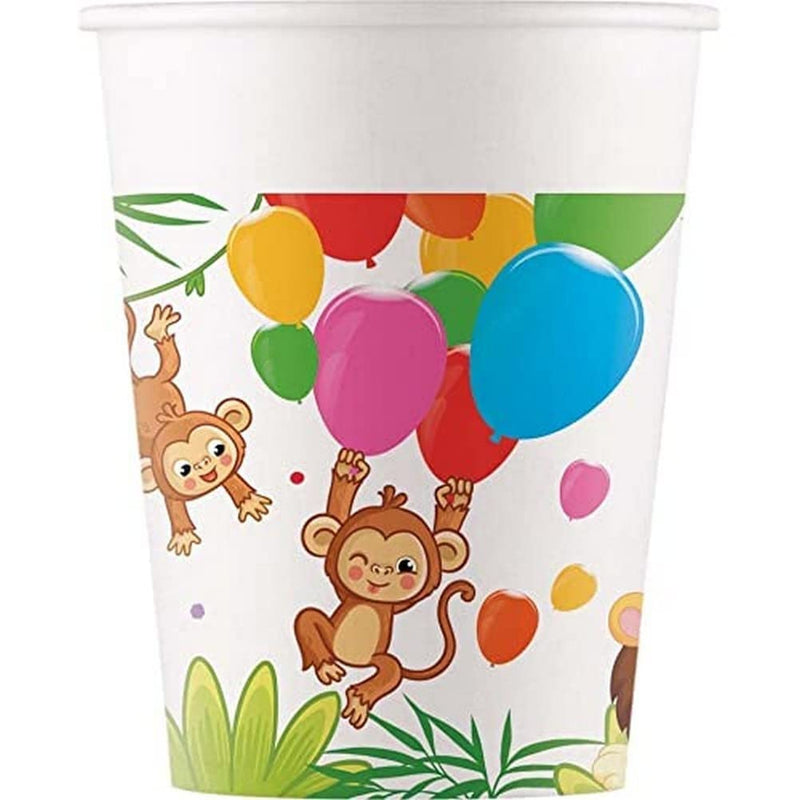 Procos 93781 Jungle Balloons Cups 200 ml Pack of 8 FSC® Mix Disposable Paper Cups Birthday Theme Party Jungle Balloons