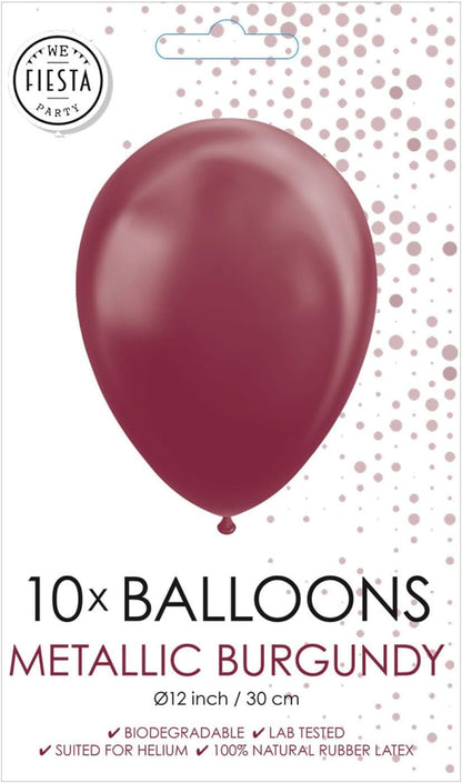 Globos Metallic Ballons Burgunder, 10 verjaardagsballonnen bruiloftsballonnen latex 30 cm