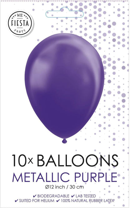 Globos Paarse metallic ballonnen, 10 ballonnen violet feestdecoratie & bruiloftsdecoratie, 30 cm