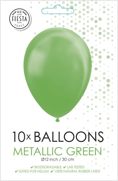 Wefiesta Ballonnen metallic 30 cm latex donkergroen 10 stuks