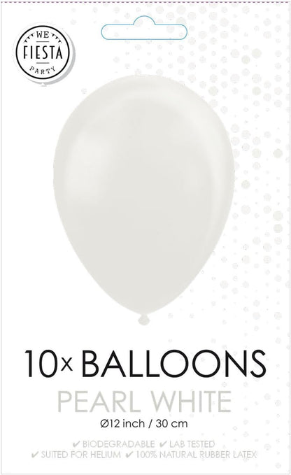 Globos - Ballonnen Pearl Wit 30cm 10st.