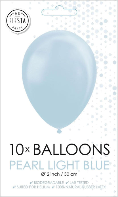 Globos Pearl Balloons 30 cm Latex Light Blue Pack of 10