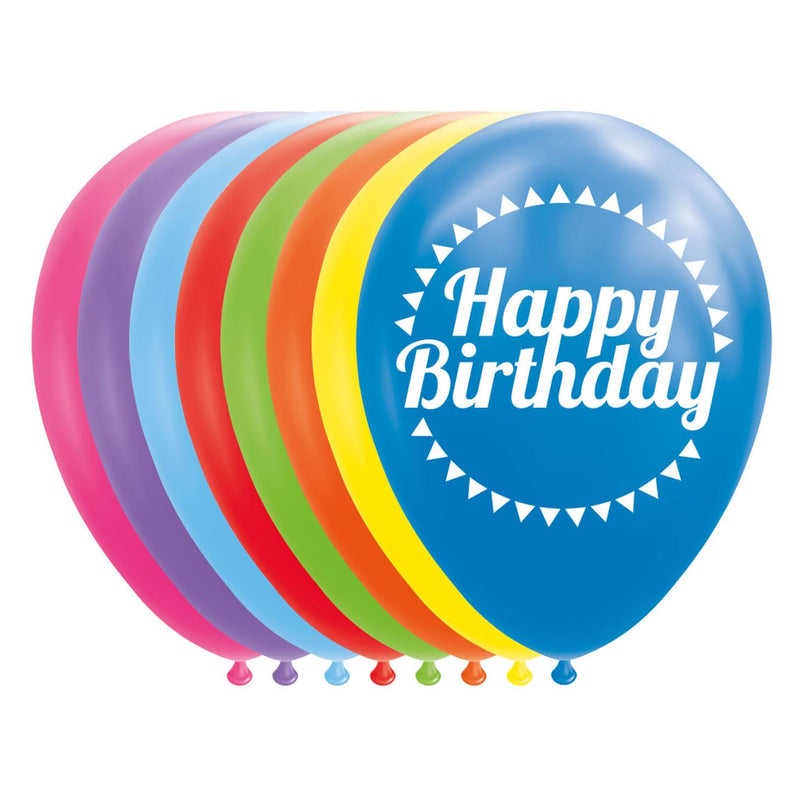 Globos Ballonnen Happy Birthday 12 cm latex 8 stuks