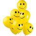 6 x Yellow Emoji Smiley Face Latex Balloons