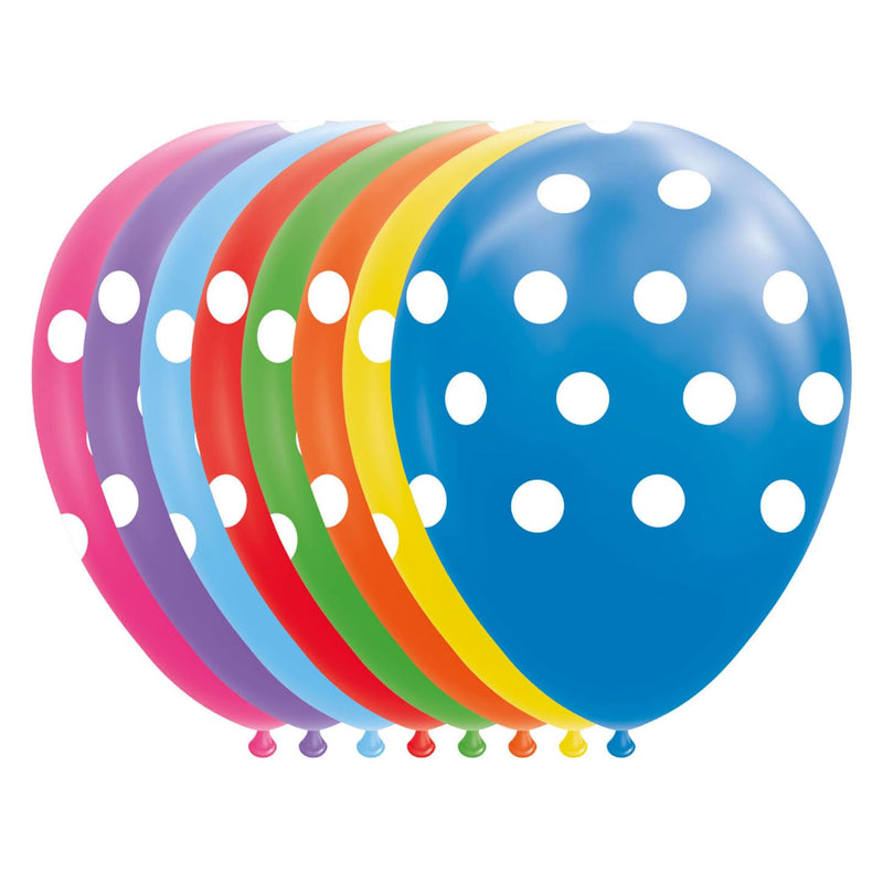 Globos - Ballonnen Stippen Mix Kleuren 30cm 8st.