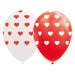 Balloons - With hearts - red / white - 30 cm - 8pcs.