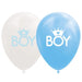 Globos Ballonnen Baby Boy 12 cm latex blauw/wit 8 stuks