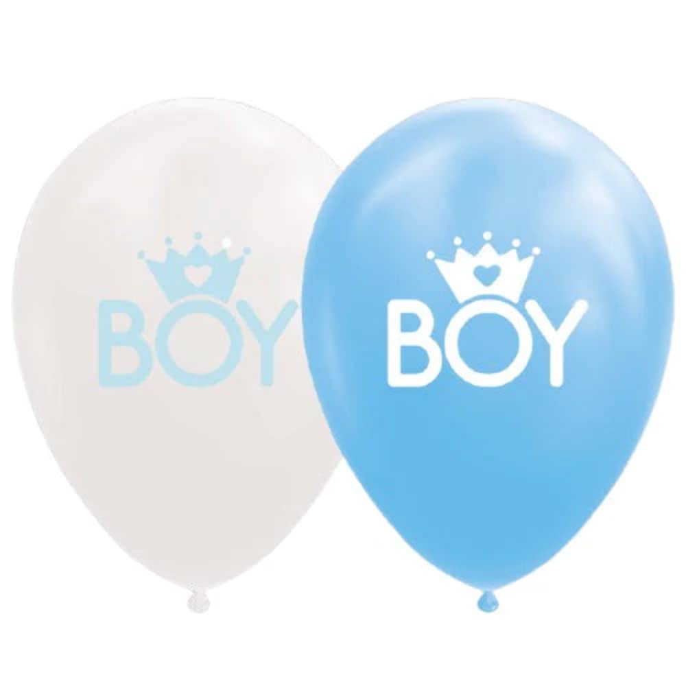 Globos Ballonnen Baby Boy 12 cm latex blauw/wit 8 stuks
