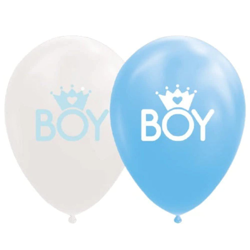 Globos Ballonnen Baby Boy 12 cm latex blauw/wit 8 stuks