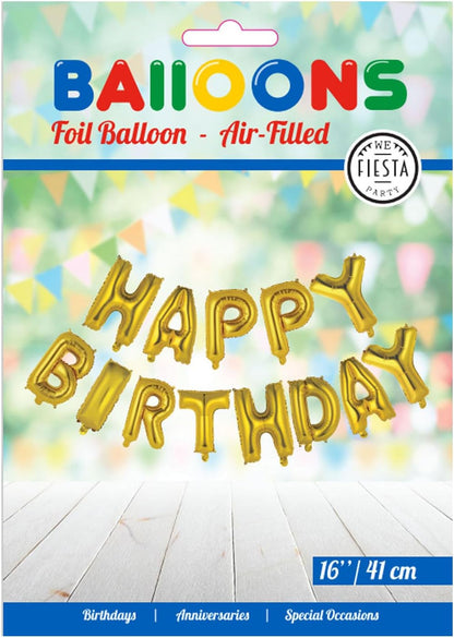Globos Nordic Foil Balloon Happy Birthday 300 x 300 x 36 cm Gold
