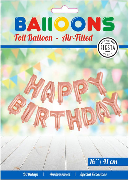 Globos - Folieballon Tekst Happy Birthday Rose Goud