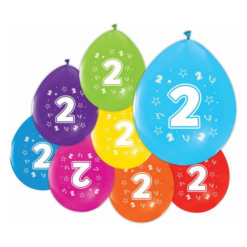 Globos - Ballonnen 2-zijdig Geprint Cijfer 2 8st.