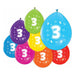 Globos - Ballonnen 2-zijdig Geprint Cijfer 3 8st.