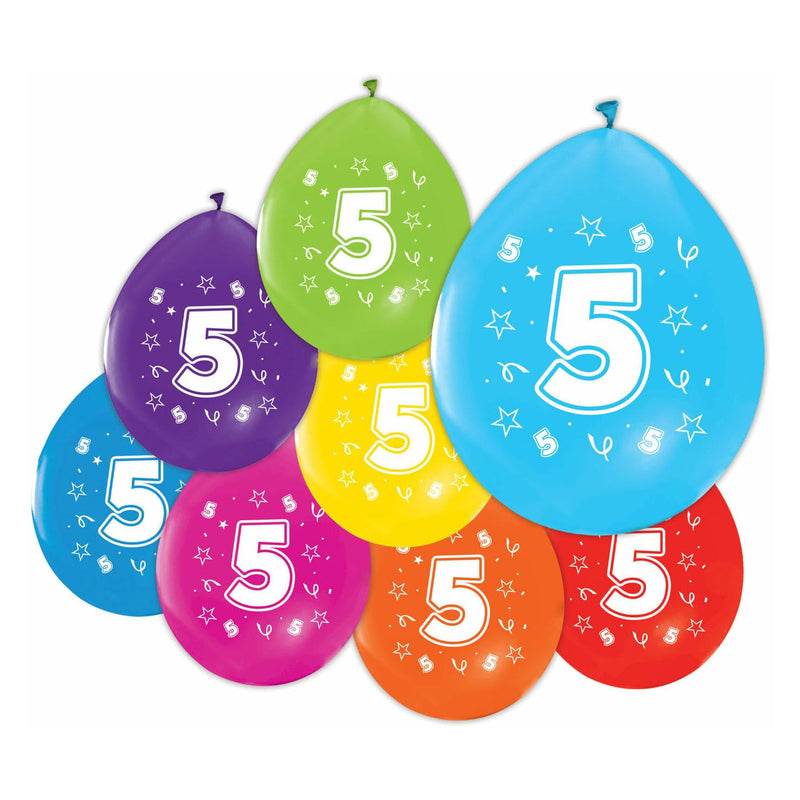 Globos - Ballonnen 2-zijdig Geprint Cijfer 5 8st.