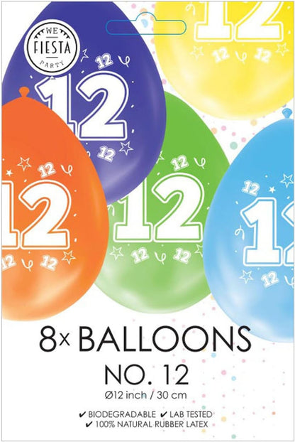 Ballons 2-seitige gedruckte Abbildung 12, 8st.