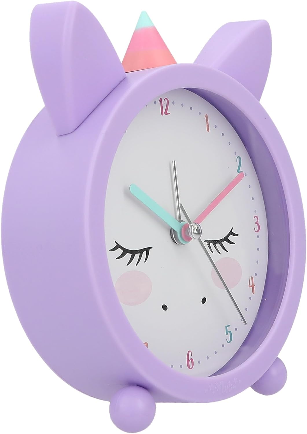 Depesche 12505 Ylvi-Analogue Alarm Clock for Girls Fans Pink Design with Ears and Unicorn, Silent and with Light Function, Battery Operated, Black