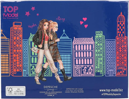 Depesche TOPModel City Girls 12704 Stationery Box with Pencils, Eraser, Paper Clips, Notes and Mirror, Approx. 20 x 15.5 x 3.2 cm