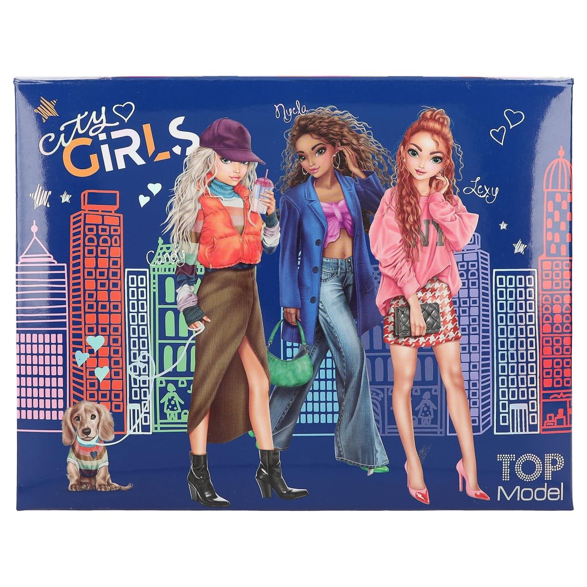 Depesche TOPModel City Girls 12704 Stationery Box with Pencils, Eraser, Paper Clips, Notes and Mirror, Approx. 20 x 15.5 x 3.2 cm