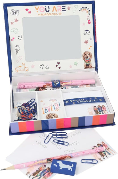 Depesche TOPModel City Girls 12704 Stationery Box with Pencils, Eraser, Paper Clips, Notes and Mirror, Approx. 20 x 15.5 x 3.2 cm