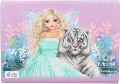 Depesche 12708 TOPModel Fantasy Tiger - Juego de papelería en carpeta abanico, incl. 24 hojas con membrete 3 diseños y sobres
