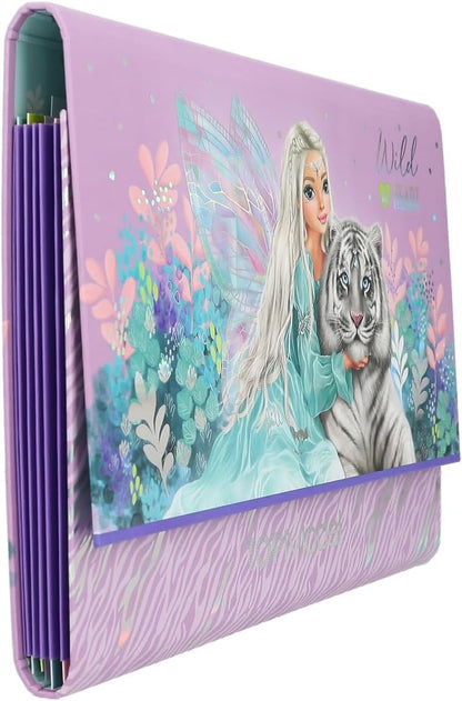 Depesche 12708 TOPModel Fantasy Tiger - Juego de papelería en carpeta abanico, incl. 24 hojas con membrete 3 diseños y sobres