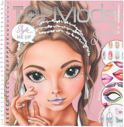 Depesche 12723 TOPModel Glitter Queen Dress me up Face - Stickerboek met 24 pagina's om prachtige looks te creëren, kleurboek met 7 stickervellen