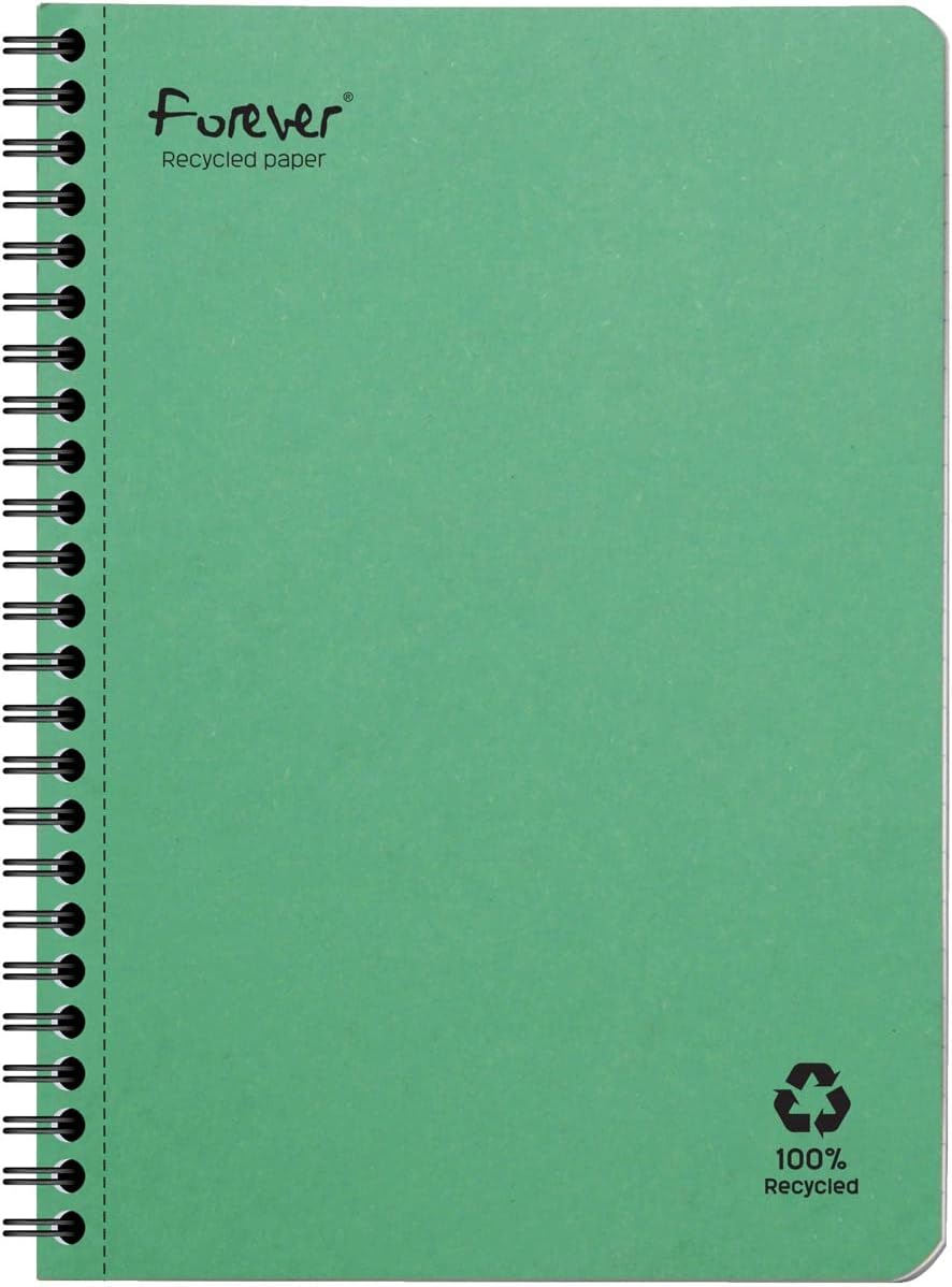 Clairefontaine Forever Recycled A5 Wirebound Notebooks 120 Pages 90gsm Feint Ruled Paper Assorted Colours (Pack 5