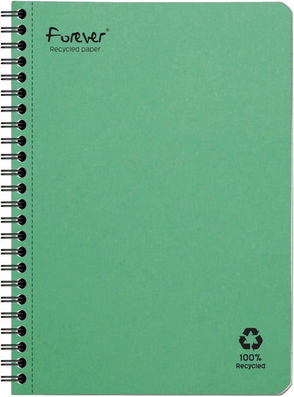 Clairefontaine Forever Recycled A5 Wirebound Notebooks 120 Pages 90gsm Feint Ruled Paper Assorted Colours (Pack 5